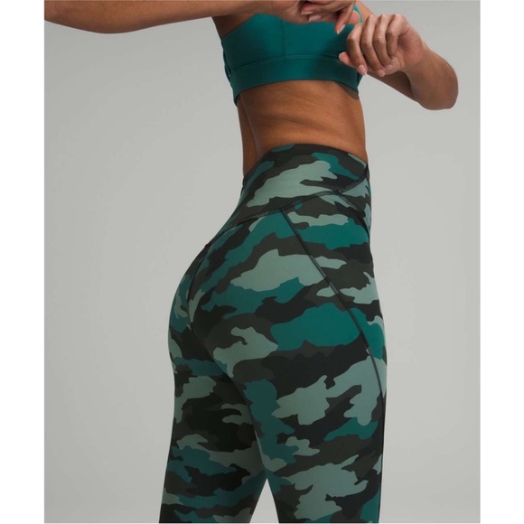 Lululemon Base Pace High-Rise Running Tights Heritage 365 Camo Tidewater Teal - Picture 2 of 11